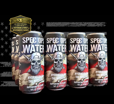 Spec Ops Water - Anniversary Flag - 12-Pack (16 fl oz cans)