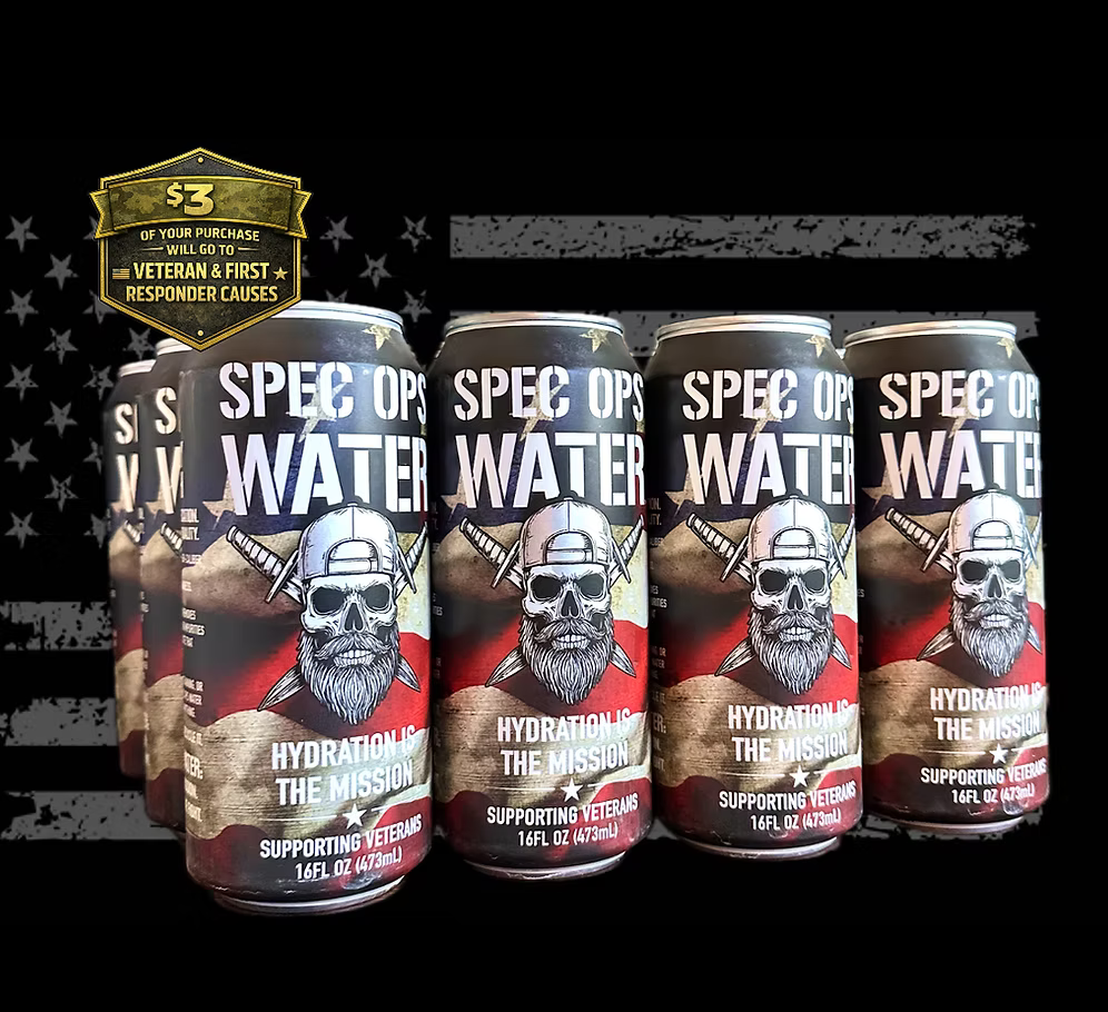 Spec Ops Water - Anniversary Flag - 12-Pack (16 fl oz cans)