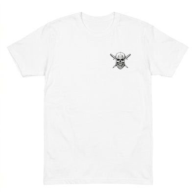 White Spec Ops Water COLORS t-shirt featuring the Skull & Swords logo on the left chest.